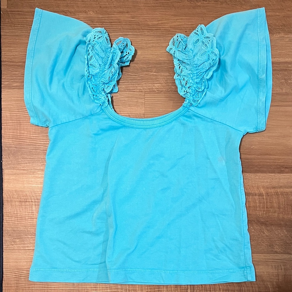 Turquoise Pilcro Women's Top with Lace Detail Size Small NWT - Picture 4 of 6